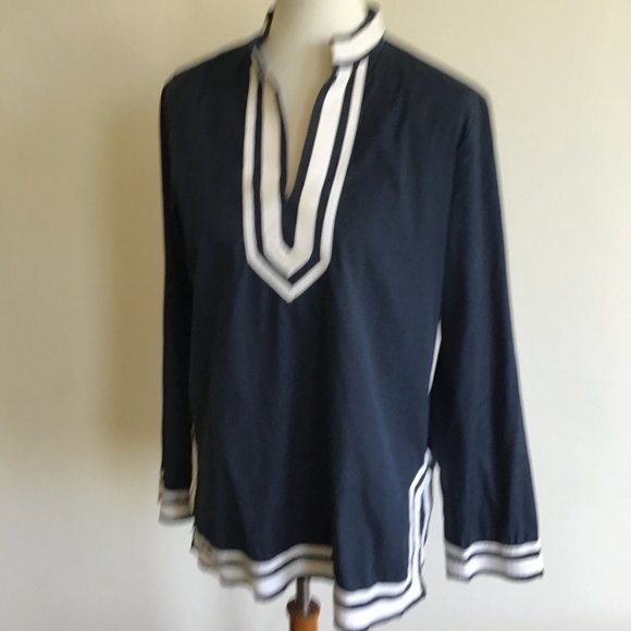 Stretch Blue Button Down Top Shirt Small - Picture 2 of 7